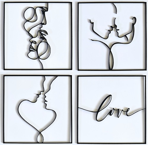 وال‌آرت عاشقانه – طراحی خطی با چاپ سه‌بعدی (کد 1014)